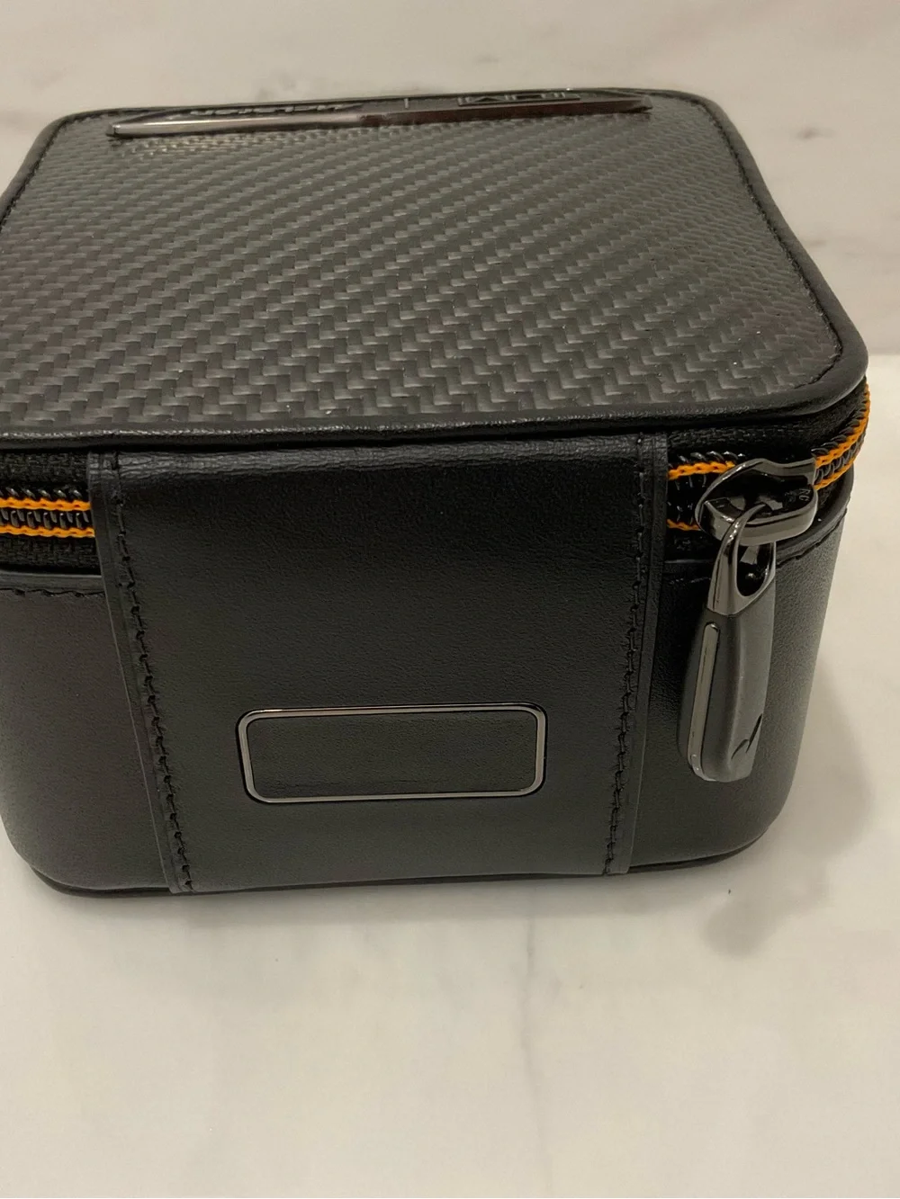 NEW Tumi McLaren 4” Leather Zip Around Watch Jewelry Case Box BLACK CARBON FIBER